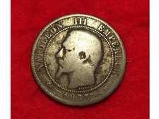 Emperor Napoleon III 10 Centimes Coin dated 1855