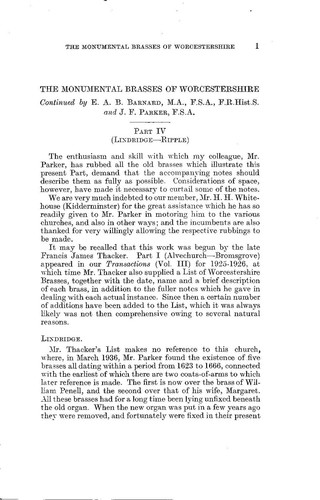 The monumental brasses - brasses, of