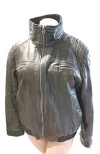 Unisex Leather Look Bomber Jacket Size XL