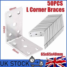50PCS Angle Bracket Heavy Duty L Corner Braces Plates For Wood Steel 65x65x40mm
