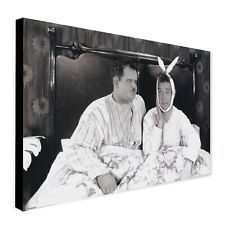 Laurel And Hardy In Bed Wall Art - Canvas Wall Art Framed Print