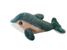 Soft Plush Dolphin Toy – Green & Tan Stuffed Animal, Cute & Cuddly