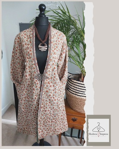 Quilted womens boho coat - quilted, by