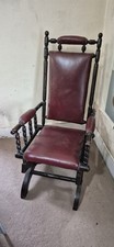 VINTAGE EDWARDIAN AMERICAN TURNED SPRUNG ROCKING CHAIR IDEAL RESTORATION UPCYCLE