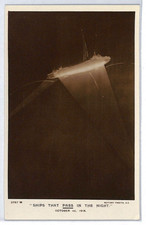 ZEPPELIN WW1 Postcard GB PROPAGANDA Searchlights Real Photo (1916) Unused PZ102