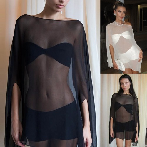 Ladies chiffon cape dress - dress, tops