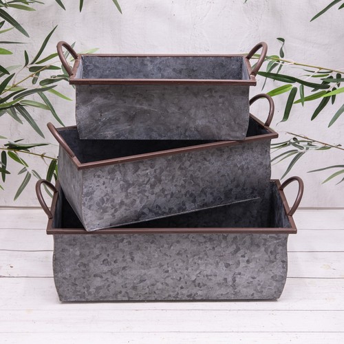 Large galvanised metal - galvanised, trough