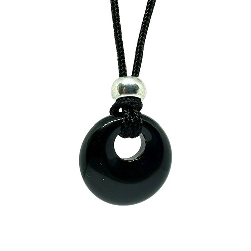 Obsidian gemstone donut - obsidian,