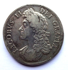 James II 1687 Tertio Crown  VF