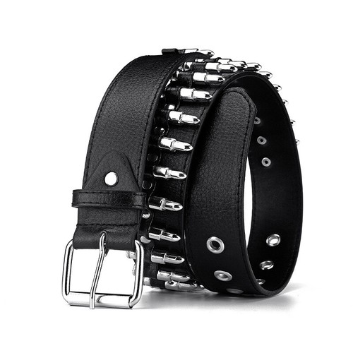 Men punk rock leather - leather, belt