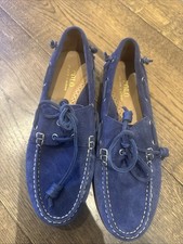 Polo Ralph Lauren Boat Shoes Mens Size UK 9 EUR 43 Blue Suede Designer RMF22-CAP