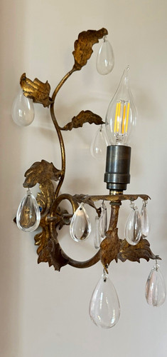 Viintage gold leaf wall - viintage, sconce