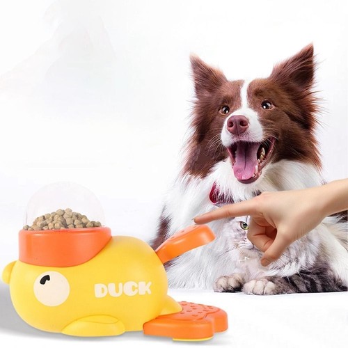 Yellow duck pet feeder cat - yellow,