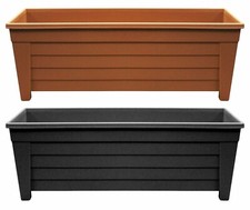 2 x 55cm Trough Plant Pot Long Plastic Planter Outdoor Garden Herb Flower Grosve