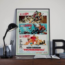 Vintage 007 James Bond Thunderball Connery Movie Film Poster Print Picture A3 A4