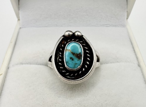 Vtg sterling silver ring blue - silver,