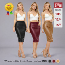 Ladies Black Wet Look Faux