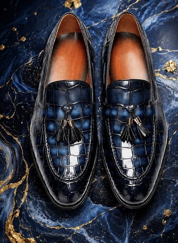 Men luxury blue crocodile - blue,