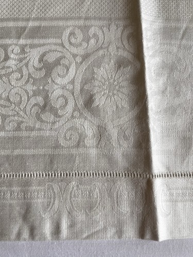 Antique white damask linen - antique,