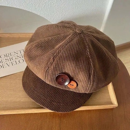 Corduroy beret hat - beret, women