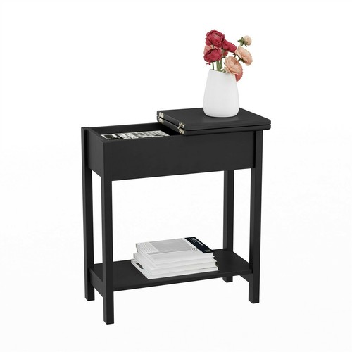 Narrow end table flip - table, open