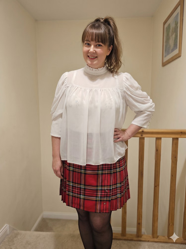White high frill neck - , smock