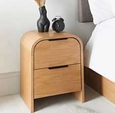 2 Drawer Curved Bedside Table