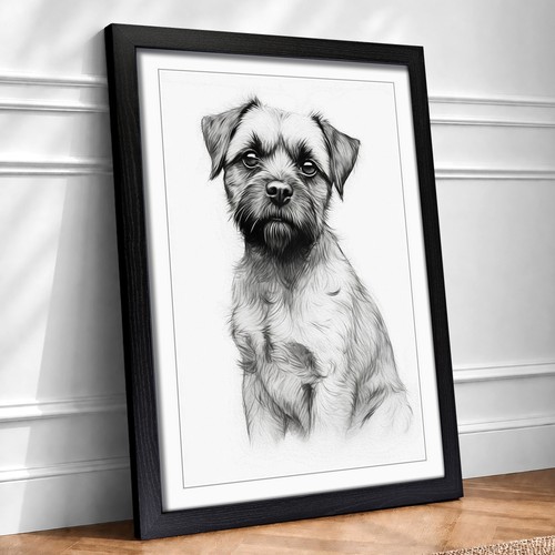 Border terrier line framed - terrier,