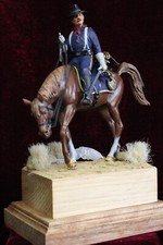 Painted Diorama of Mounted US Calvary officer 120mm scale with plains scenery