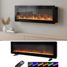 LED Fireplace Media Wall Fire Wall Mounted / Standing Electric Heater 50/60 inch