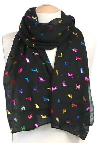 Cat scarf multicoloured - multicoloured, black