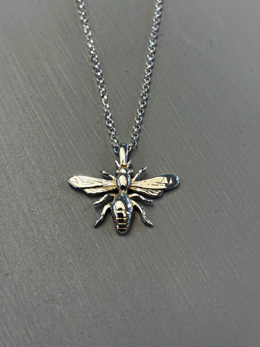 Silver 925 handmade bee - silver,