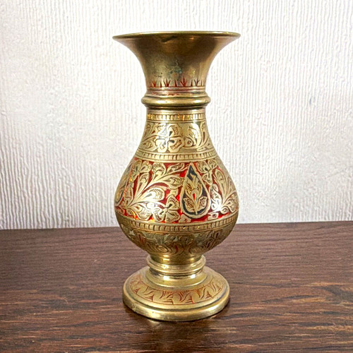 Vintage brass small vase - brass,