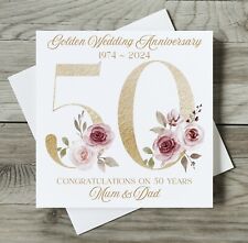 PERSONALISED 50th Golden WEDDING ANNIVERSARY CARDS 50 Years Mum Dad Husband Wife