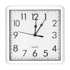 9x9 Inch Wall Clock, Quartz Battery Operated Silent Square Wall Clocks, White
