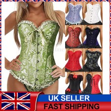 Womens Plus Size Sexy Bridal Lingerie Bustier Boned Corset Basque Top + G-String