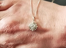 925 Sterling Silver Pretty Tudor Rose Style CZ Pendant Necklace