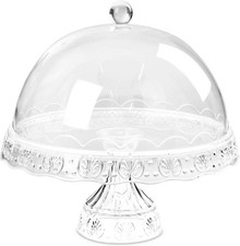 Cake Stand with Dome Lid, 29cm Round Clear 1-Piece Only 