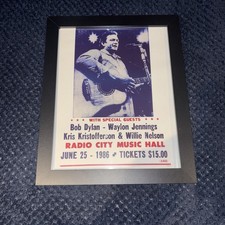 Johnny Cash Framed Photo + Concert Ticket Poster – Bob Dylan & Waylon Jennings