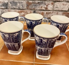 Set of 5 Rington's Tea Millennium Castles 2000 Blue White China Mug Cup
