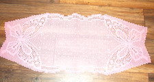 Hand Crocheted Pink Butterfly COVER 🎀40"x17" Cover SUPERB🎀Vintage Throw Table