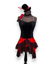 Moulin Rouge Red Black Show Girl Saloon Girl Burlesque Dress Size Small Cosplay