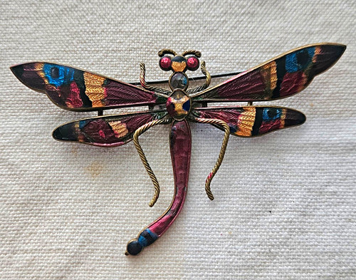 Vintage enamel dragonfly - vintage,
