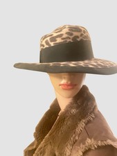Rare Vintage Hat 1950s Leopard Print Fedora Doeskin Felt Wool Geo W Bollman USA