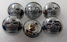 St Edwards Crown Chrome Buttons British Military Spec Shank Looped 38L 24mm