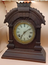 Vintage carved wooden  striking 8 day clock by Ansonia   for restoration