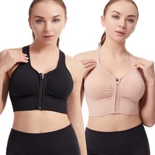 Women Zipper Front Sports Bra