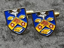 Vintage Pair Of Gold Plated Enamel Cufflinks - Eastcote Primary School Crest