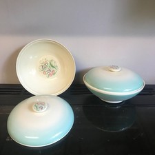 Susie Cooper Pair Tureens c.1950s Dresden pattern green rare shape 2x  with lids