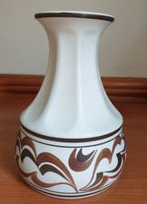 H J WOODS OF BURSLEM E RADFORD HAND PAINTED BROWN LEAF CERAMIC VASE